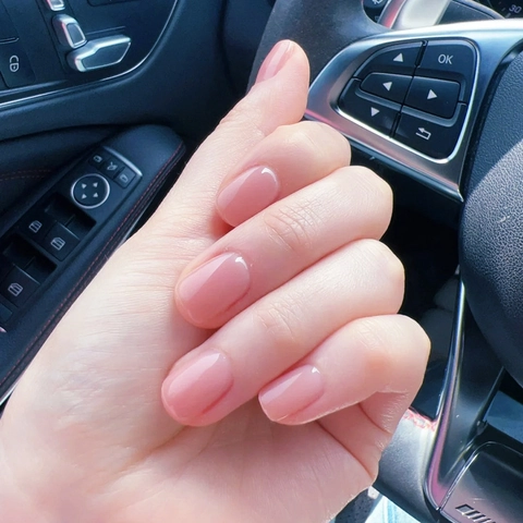Uñas Postizas A Presión Rosa Nude Brillante Corto Redondo Puntas De Uñas Artificiales Para Mujeres Estilo Dulce Resina ABS
