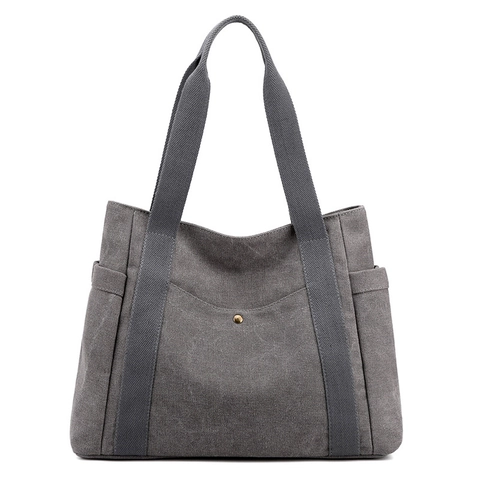 Borsa Tote Da Donna In Tela Grande Capacità Borsa A Spalla Con Tasche Multiple Retro Casual Lavoro Viaggio Cerniera