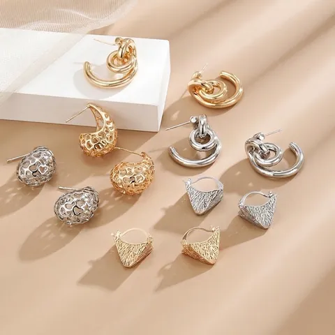 Unregelmäßige Kupfer Wassertropfen Ohrstecker Geometrische Hohle Dreieck Multi Loop Creolen High End Schmuck Für Damen