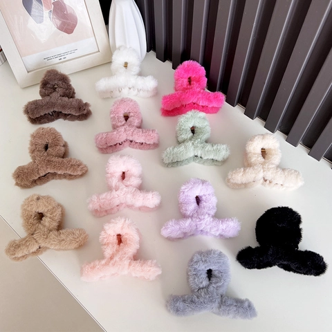 Plüsch Haarklammer Kunstpelz Flauschig Große Shark Haarnadel Herbst Winter Elegant Koreanischer Stil Damen Accessoires