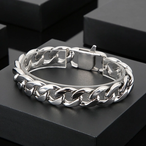 Collar Y Pulsera De Cadena De Eslabones Cubanos Para Hombre Acero Inoxidable Resistente Hip Hop Joyería Gruesa Pulida