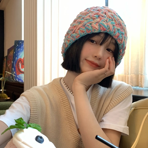 Gorro De Pescador De Punto Para Mujer Color Mixto Acrílico Cálido Invierno Otoño Streetwear Estilo Hecho A Mano Suave Cómodo