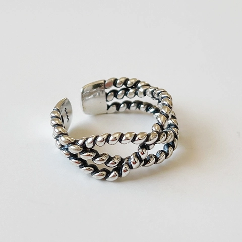 Anello Intrecciato In Argento Sterling 925 Fascia Aperta Regolabile Gioielli Stile Vintage Retro Minimalista Per Donne