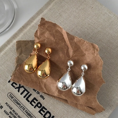 Orecchini A Goccia Rame Geometrici Minimalisti Gioielli Da Donna Finitura Metallica Lucida
