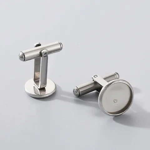 Support De Boutons De Manchette Rond En Acier Inoxydable Base Vierge DIY Fabrication De Bijoux Accessoires Pour Chemises