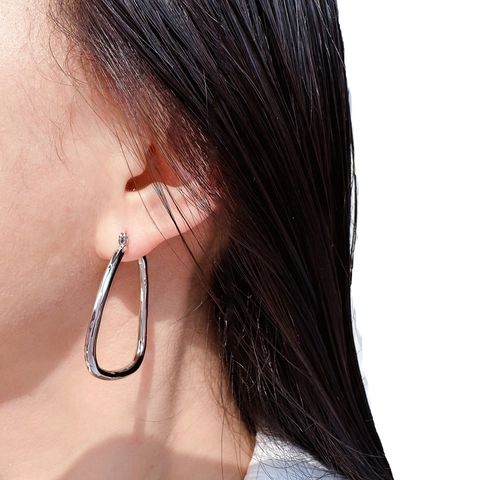 Brass 24K Gold Plated Classic Geometric Triangular Hoop Earrings For Women Fashion Commuter Versatile Metal Style Jewelry