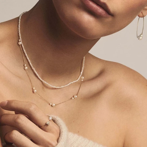 Gioielli In Acciaio Inossidabile Placcato Oro 18K Con Künstliche Perle Per Donna Elegante Accessorio In Stile Francese