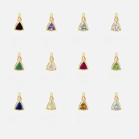 Driehoek Geboortesteen Hanger Ketting 18K Verguld Titanium Staal Kleurrijke Zirkoon Elegante Sieraden Voor Vrouwen