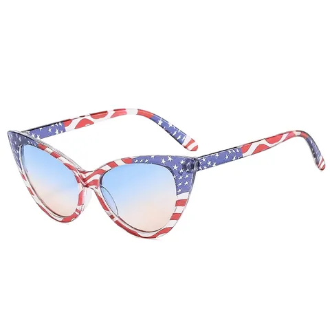 Occhiali Da Sole Occhio Di Gatto Montatura PC Protezione UV400 Retro Bandiera Americana Stampa Serpente Graffiti Per Donne