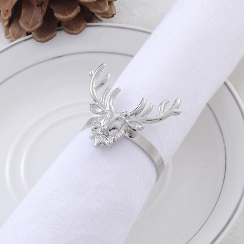 Ronds De Serviette Tête De Renne En Alliage Design Élan Boucles De Serviette Pour Noël Mariage Décoration De Table Élégante