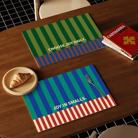 Tovagliette Impermeabili Antiolio PVC Consistenza Pelle Resistenti Al Calore Moderne Geometriche Strisce Cucina Tavolo