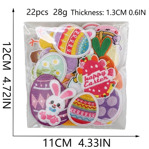 Easter Embroidery Patches Rabbit Egg Chick Iron On Fabric Applique For Clothes DIY Decoration Cartoon Style