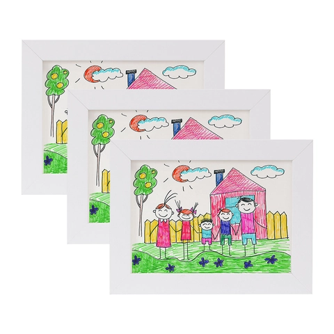 Children Art Frame Wooden Front Opening Magnetic Storage For Kids Artwork Home Decor Wall Display