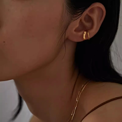 Ear Cuff In Rame Minimalisti Senza Buco Doppio Strato A Forma Di C Orecchini Regolabili Da Donna Gioielli Geometrici
