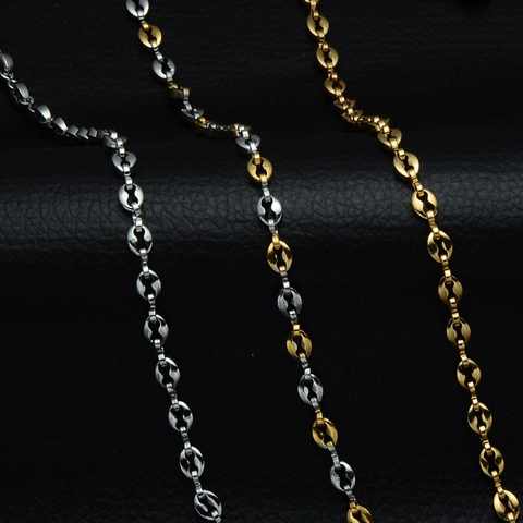 Collar De Eslabones De Granos De Café Acero Inoxidable 316L Joyería Punk Hip Hop Hombre Mujer