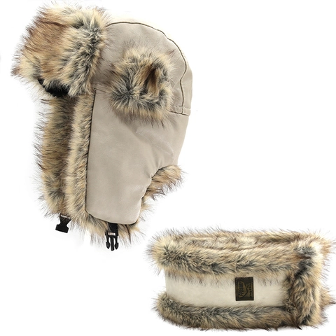 Colbacco Scaldacollo Pelle PU Pelliccia Sintetica Protezione Orecchie Termico Antivento Outdoor Per Uomini Donne