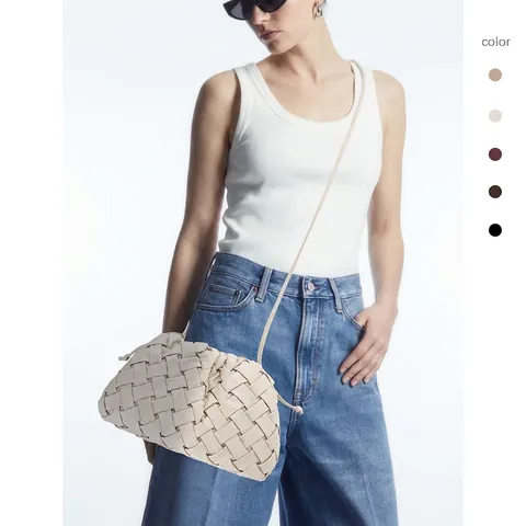 Weaved Crossbody Bag Dumpling Shape Cloud Pouch Pleated PU Leather Handbag Adjustable Strap For Women Minimalist