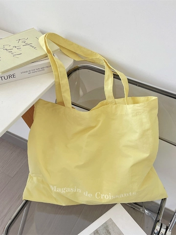 Borsa Tote In Tela Da Donna Grande Capacità Borsa A Tracolla Stampa Lettere Minimalista Francese Per Studenti Quotidiano