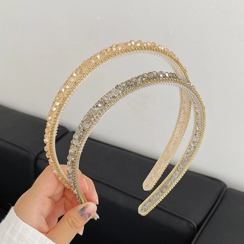 Diadema De Cristal Con Diamantes De Imitación Brillante Aro De Pelo Fino Con Dientes Antideslizantes Estilo Coreano Mujer