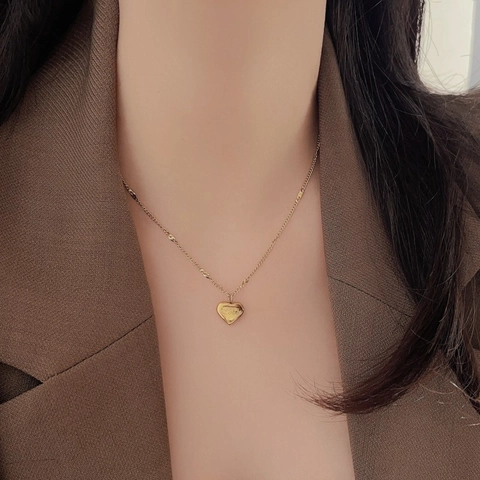 Collar Y Pendientes De Corazón Acero De Titanio Colgante De Amor Accesorio Elegante Para Mujeres