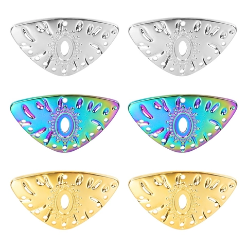 Ciondoli In Acciaio Inossidabile Malocchio Ciondoli Forma Ventaglio Intagliati Per Creazione Gioielli DIY Collane Accessori