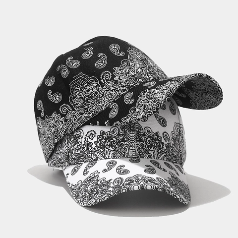 Paisley Print Baseball Cap Acrylic Cotton Blend Curved Brim Adjustable Streetwear Hip Hop Sun Hat For Men Women
