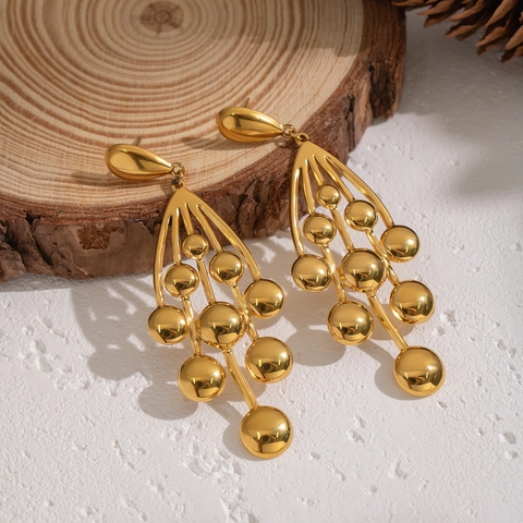 Grape Pendant Earrings Stainless Steel 18K Gold Plated Tassel Drop Hypoallergenic Waterproof Jewelry For Women