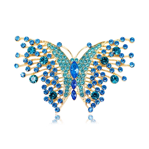 Vintage Alloy Colorful Rhinestone Butterfly Brooch For Women Elegant Crystal Insect Breastpin Fashion Clothing Accessory