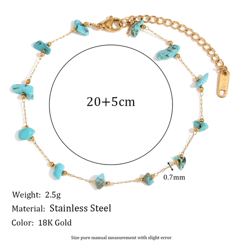 Tobillera de Acero Inoxidable Bañada en Oro de 18K Hecha a Mano Con Piedra Natural Perla de Agua Dulce Joyería para Mujer