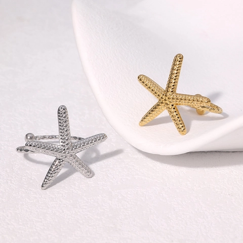 Anello Stella Marina Acciaio Inossidabile Placcato Oro 18K Regolabile Gioielli Da Spiaggia Minimalisti Per Donna