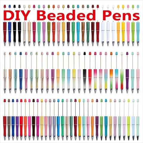 DIY Perlen Kugelschreiber Bunte Kunststoff Metall Nachfüllbare Basteln Schreibstifte Büro Schulbedarf Stylus Stifte