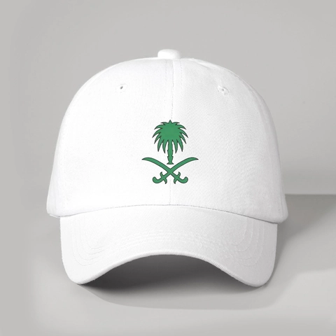 Cappello Da Baseball Vintage In Tessuto Lavato Con Emblema Dell'Arabia Saudita Palma E Spade Incrociate Stile Retrò Regolabile