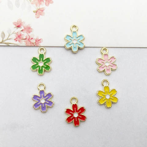 Alloy Enamel Flower Pendants Colorful Daisy Sunflower Charms For DIY Necklace Bracelet Earring Making Jewelry Accessories