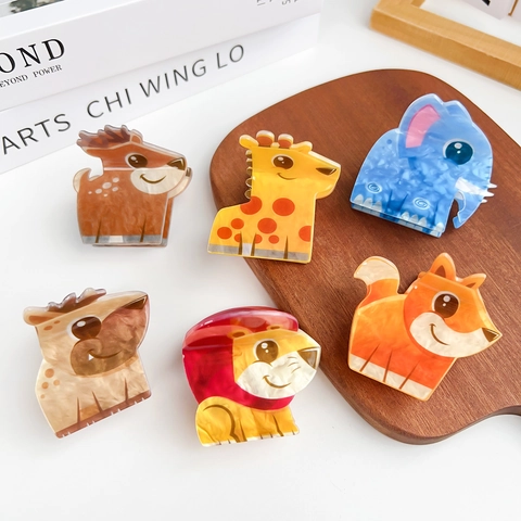 Molletta Per Capelli Cartone Animato Animale Acetato Acrilico Dinosauro Panda Piccole Clip Per Donne Ragazze Accessori Capelli