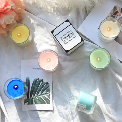 Velas Aromáticas En Frasco De Vidrio Decoración Del Hogar Aromaterapia Cera De Parafina Larga Duración Con Caja Regalo