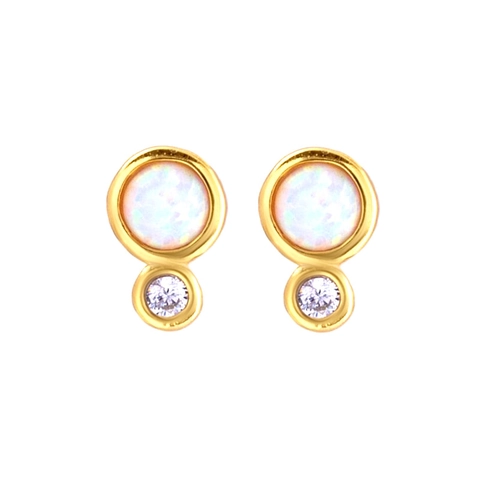 Orecchini A Lobo Con Opale E Zircone Con Perno In Argento Sterling 925 Base In Rame Stile Coreano Per Donne