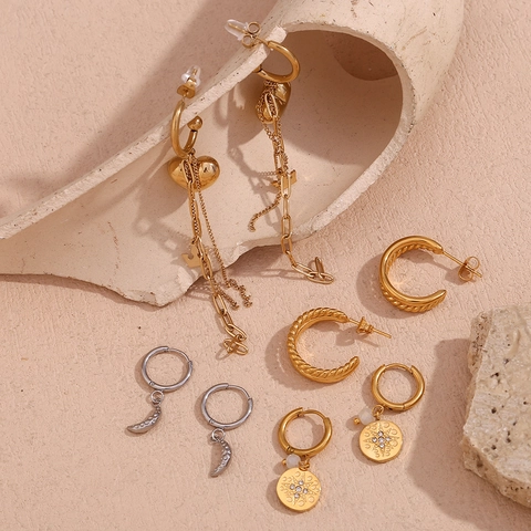 Vintage Edelstahl Herz Troddel Engel Porträt Ohrringe Vergoldet Strass Künstliche Perle Tropfen Ohrringe Für Damen