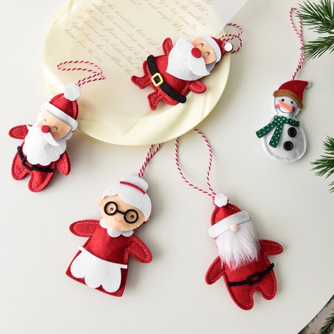 Ornamenti Appesi Albero Natale Feltro Babbo Natale Pupazzo Di Neve Renna Fiocco Casa Pendenti Decorazione Festa