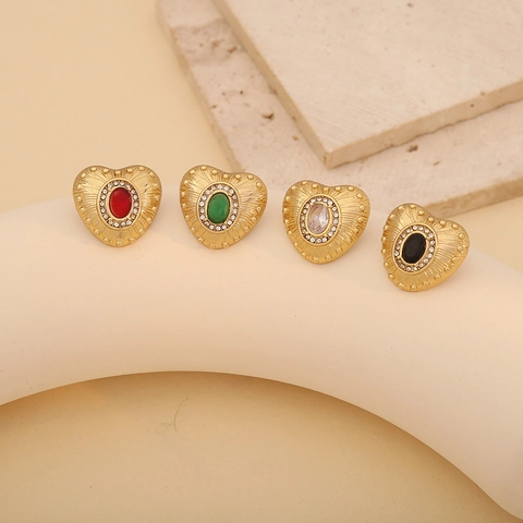 Orecchini A Cuore Vintage Con Zirconia Perno In Acciaio Inossidabile Stile Francese Gioielli Eleganti Per Donna