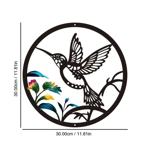 Modern Laser Cut Iron Wall Art Butterfly Bee Hummingbird Metal Hanging Decor Round Iron Sculptures for Garden Home Decor
