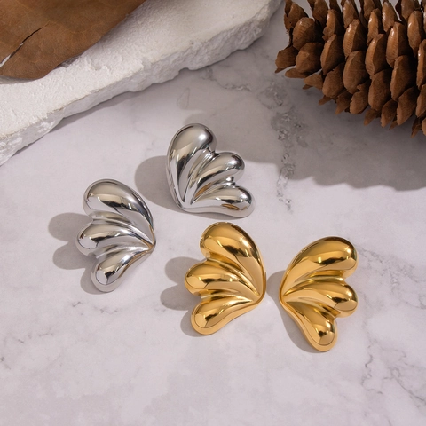 Butterfly Wing Stud Earrings 304 Stainless Steel 18K Gold Plated Hypoallergenic Waterproof Fashion Jewelry For Women