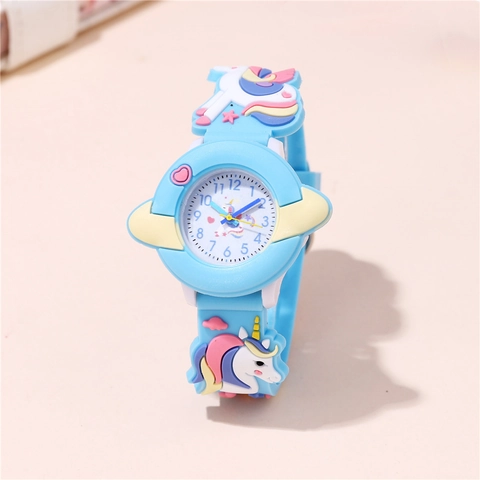 Kinder Cartoon Einhorn Quarzuhr Silikonarmband Reliefmuster Analoge Zifferblatt Armbanduhr Für Schüler Mädchen Jungen Geschenk