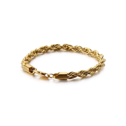Pulsera De Cadena De Cuerda De Acero Inoxidable Hip Hop Trenzada Eslabones Retorcidos Joyería Pulida Para Hombres Y Mujeres Streetwear Punk Moda