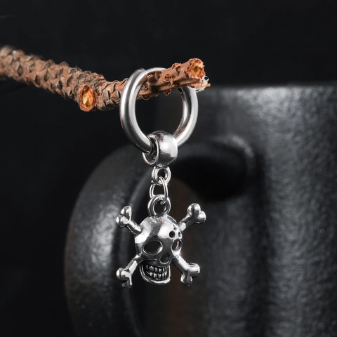 Skull Anhänger Creolen Edelstahl Legierung Punk Gothic Rock Hip Hop Schmuck Für Herren Damen