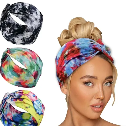 Damen Stirnband Mit Kreuzknoten Elastisches Weiches Haarband Batik Blumen Paisley Druck Boho Haar Accessoires