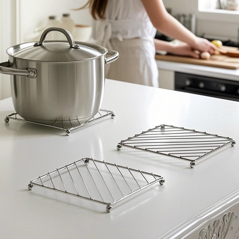 Dessous De Plat En Acier Au Carbone Carré Résistant À La Chaleur Tapis Pour Table De Salle À Manger Grille Métallique