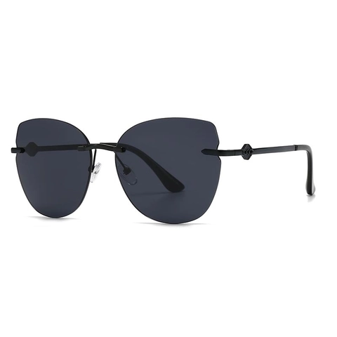 Occhiali da Sole Occhio di Gatto Senza Montatura Donna Protezione UV400 Lenti Sfumate Aste in Metallo Occhiali Retrò alla Moda