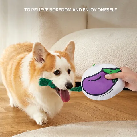 Dog Squeaky Toy Vegetable Shape Interactive Chew Toy With Cotton Rope And Crinkle Paper For Small Medium Dogs