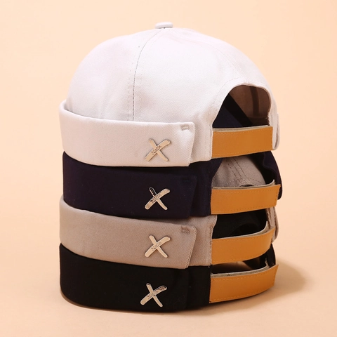 Miki Hat Ohne Krempe Baumwolle Verstellbar Retro Docker Hat Streetwear Einfarbig Lässig Für Damen Und Herren