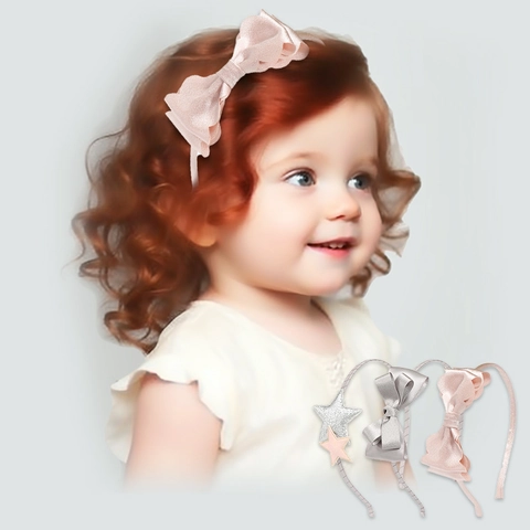 Serre-Tête Fille Doux Nœuds Satin Satin Étoiles Séquins Style Princesse Accessoire Cheveux Festif